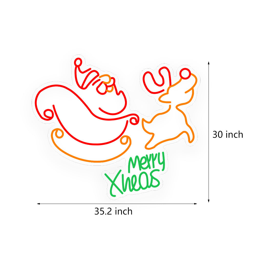 Festive LED Neon Reindeer Wall Art – Modern Christmas Glow