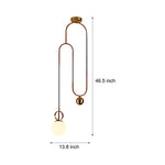 1 Light Gold Hanging Opal Glass Globe Pendant Light