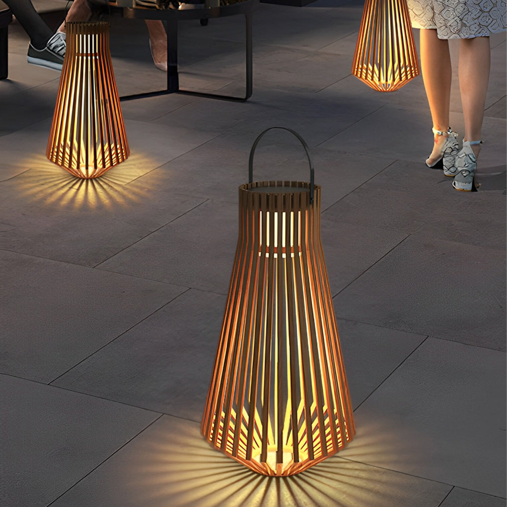 Portable Wood Led Garden Lights Ha076289