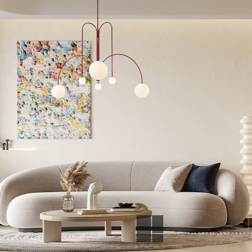 Modern White Round Glass Pendant Light