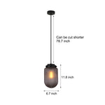 Modern Pinecone Shape Ribbed Glass Shade 1 Light Pendant In Smoke Gray