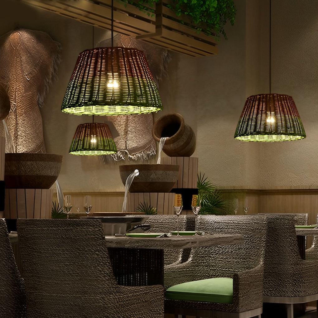 Retro Rattan Industrial Style Pendant Light Li002351