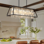 Trapezoidal Black Metallic Crystal Dining Room Chandeliers 2 Sizes