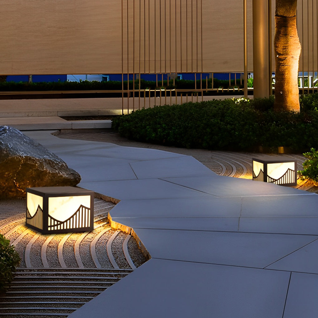 Mountain Scenery Modern Solar Post Light Li002225