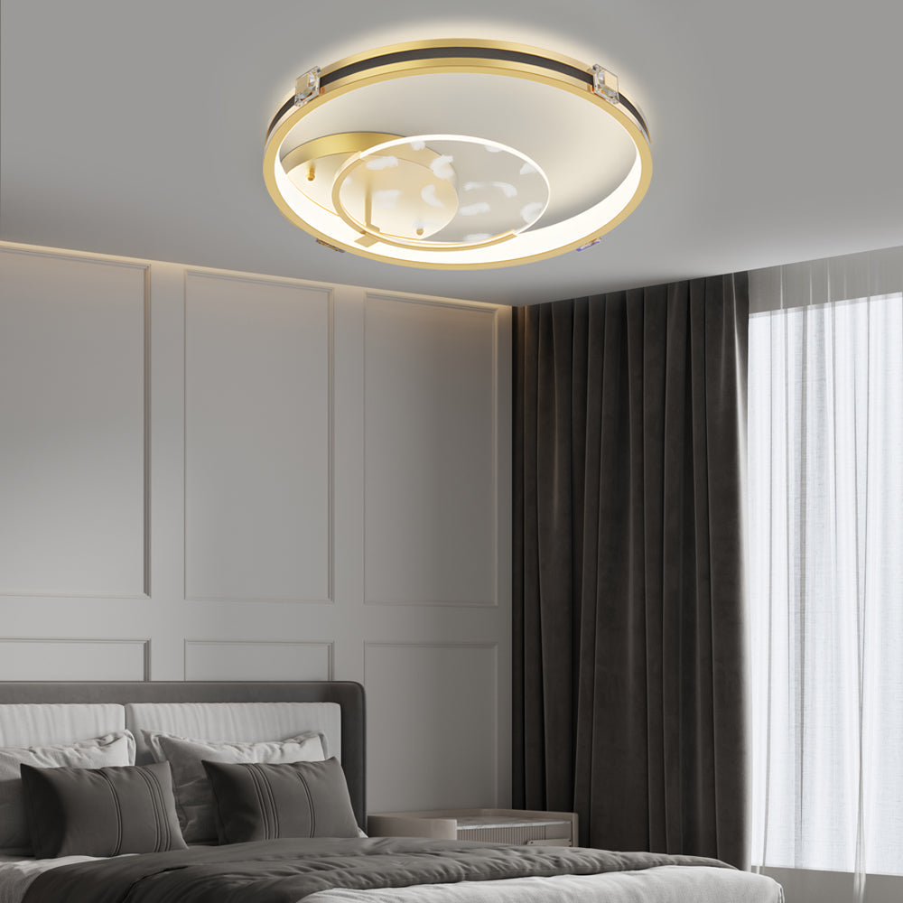 Round Acrylic Feathers Three Step Dimming Led Modern Ceiling Light Fixture