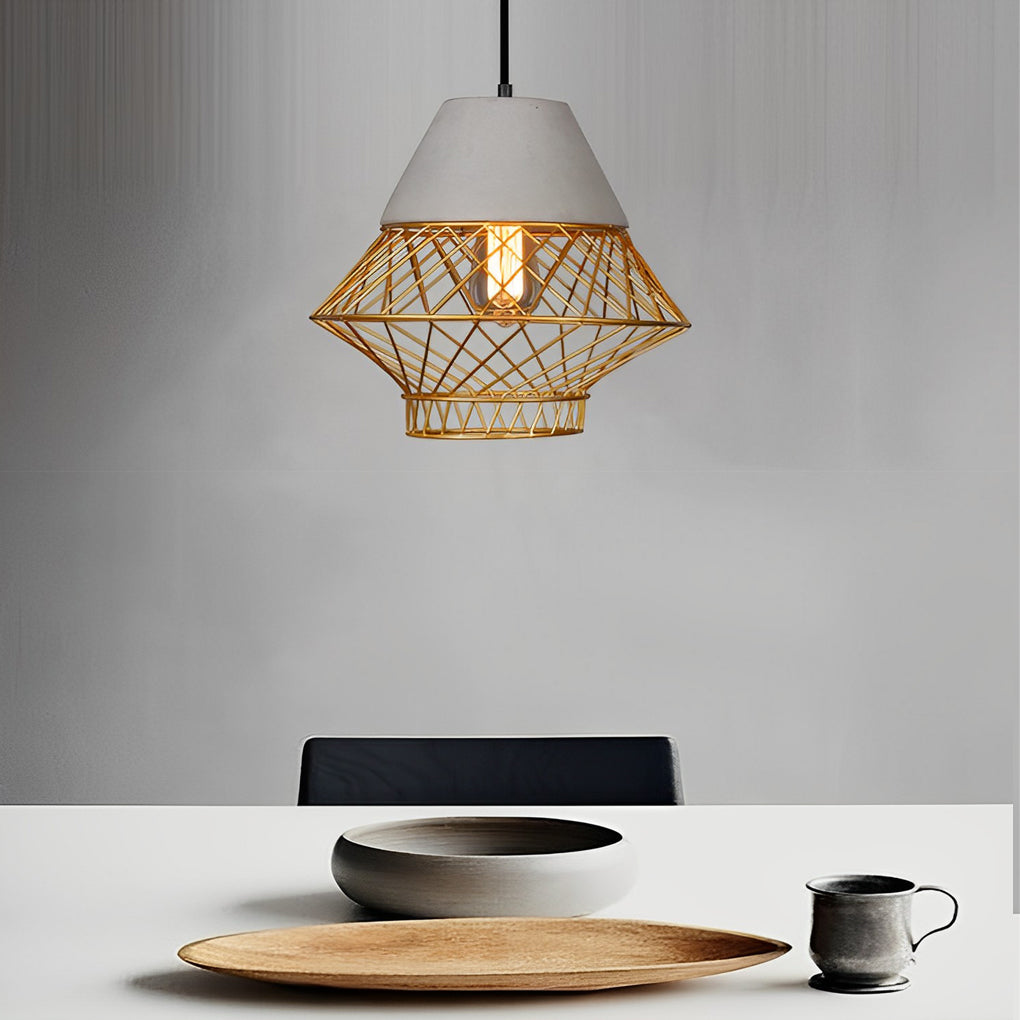 Cement Iron Cage Retro Pendant Light Li002289