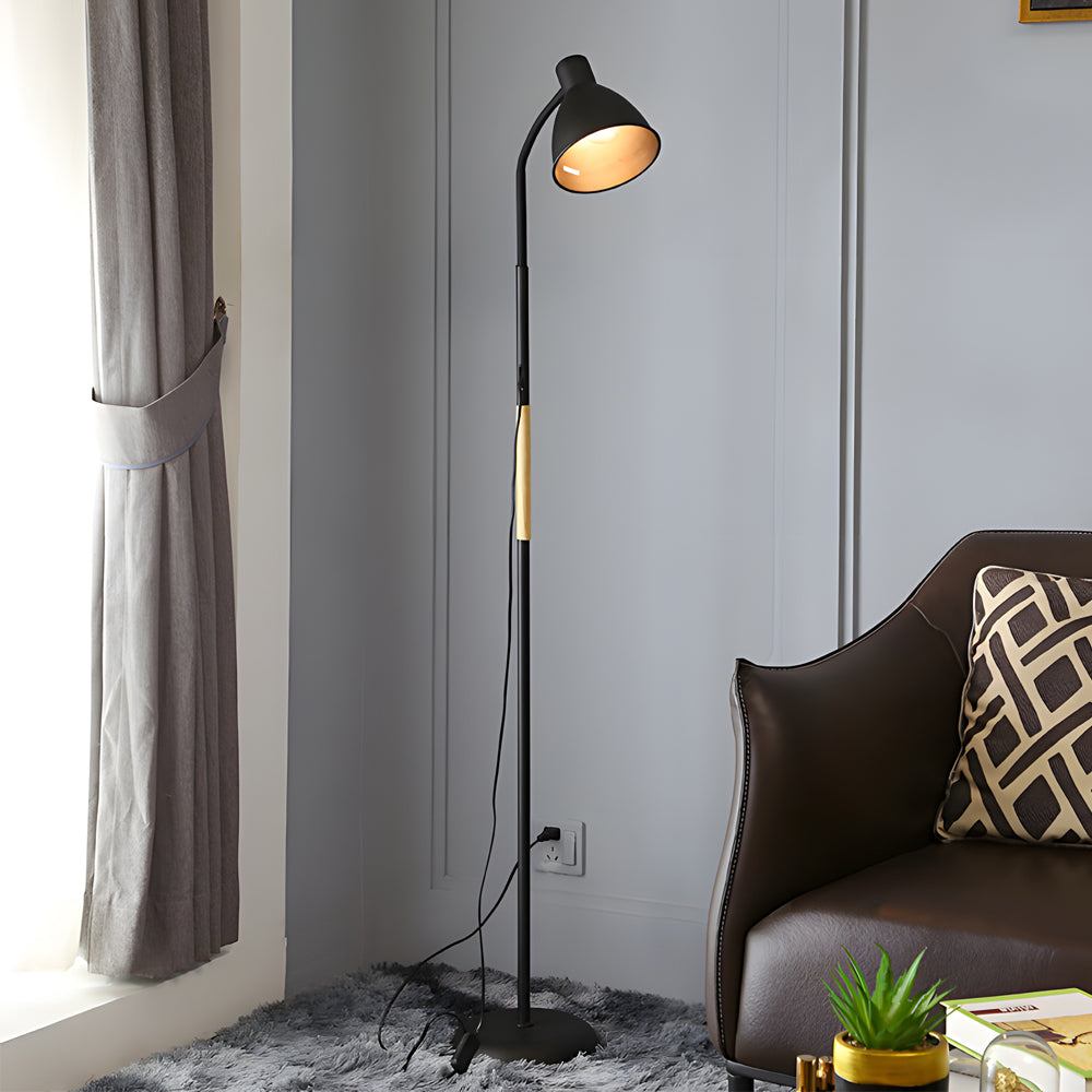 59 Inch Wood And Metal Arc Led Task Floor Lamp