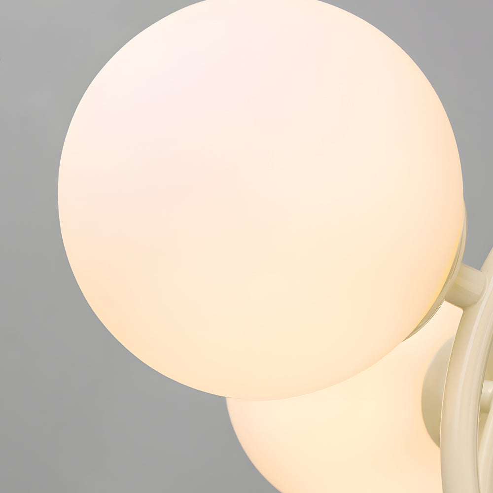19 68 In Midcentury 6 Light Beige Glass Sphere Chandelier