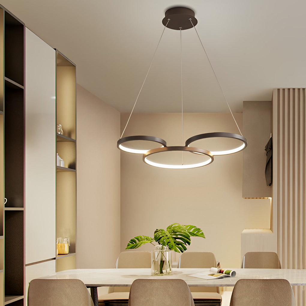 Aurelia Triple Ring LED Chandelier with Remote Dimmable Lighting