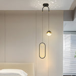 Round Oval Creative Starry Projection 3 Step Dimming Nordic Pendant Lights 1