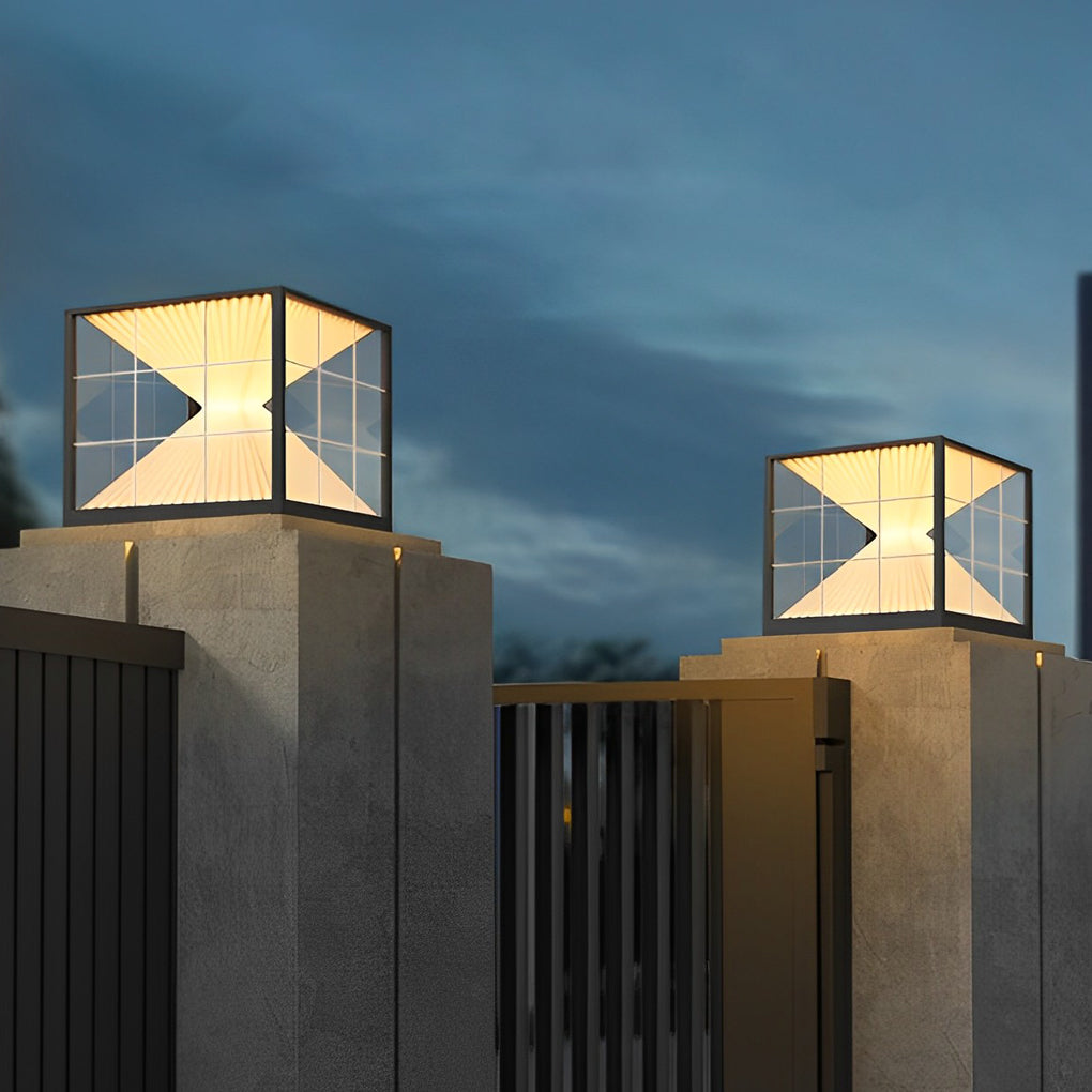 Square Solar Fence Post Lights Ha079341