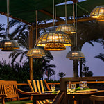 Decorative Ropes Rattan Waterproof Led Modern Solar Outdoor Chandelier