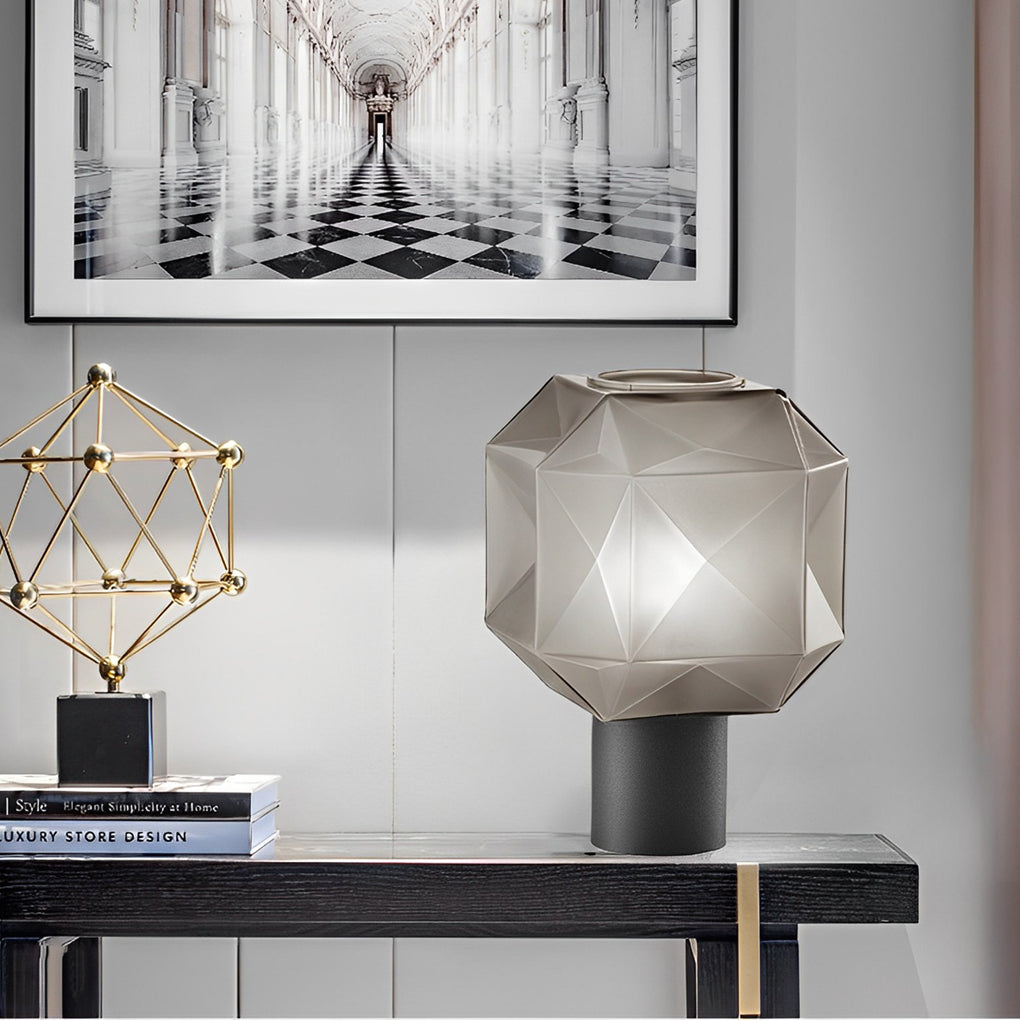 1 Light Cylinder And Cubo Smoke Glass Orb Modern Table Lamp
