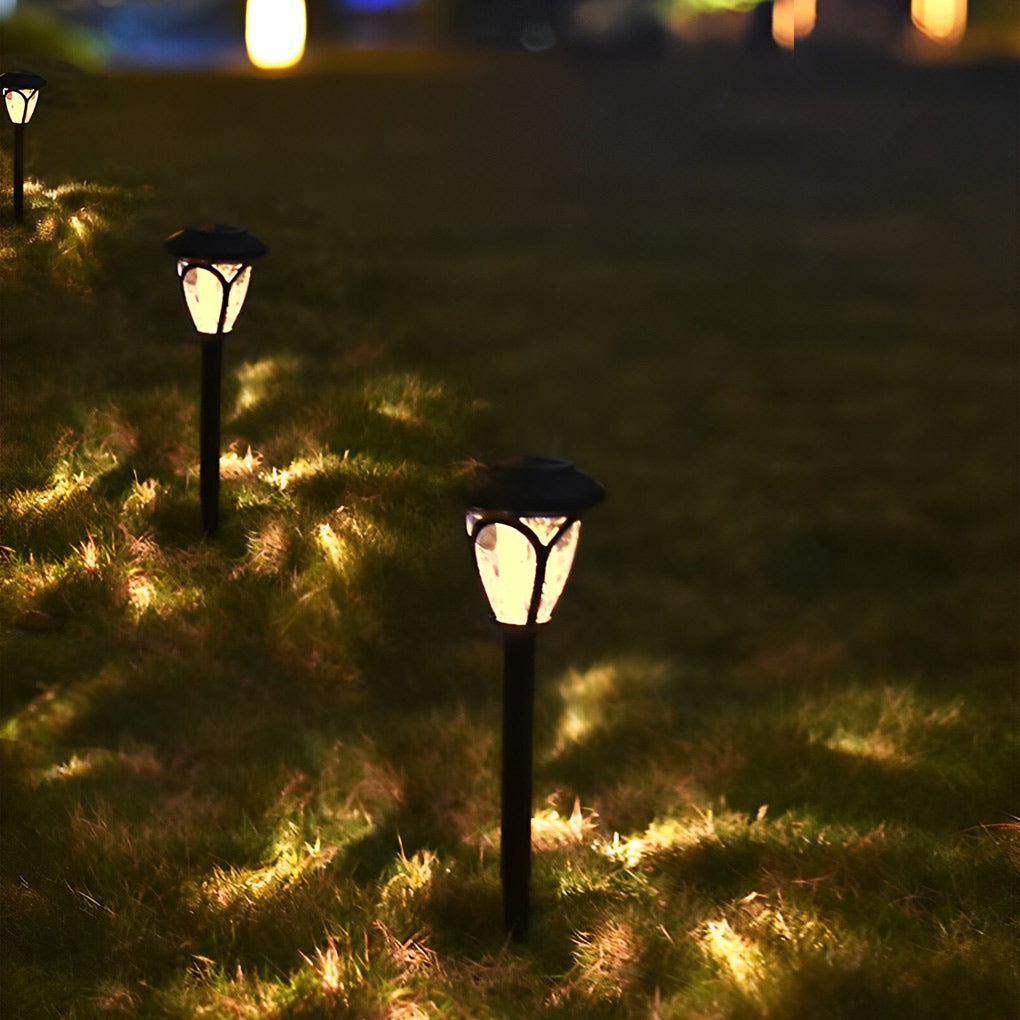 Modern Solar Path Lights Set of 2 with Frosted Glass Shades