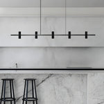 Led Copper Black Stone Linear Island Pendant Light