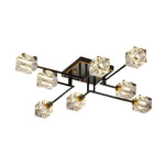 Modern Copper Crystal Cube Semi Flush Mount Light Fixture 4 6 8 Light