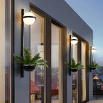 Modern Black Outdoor Wall Light with Flowerpot – LED Waterproof Sconce