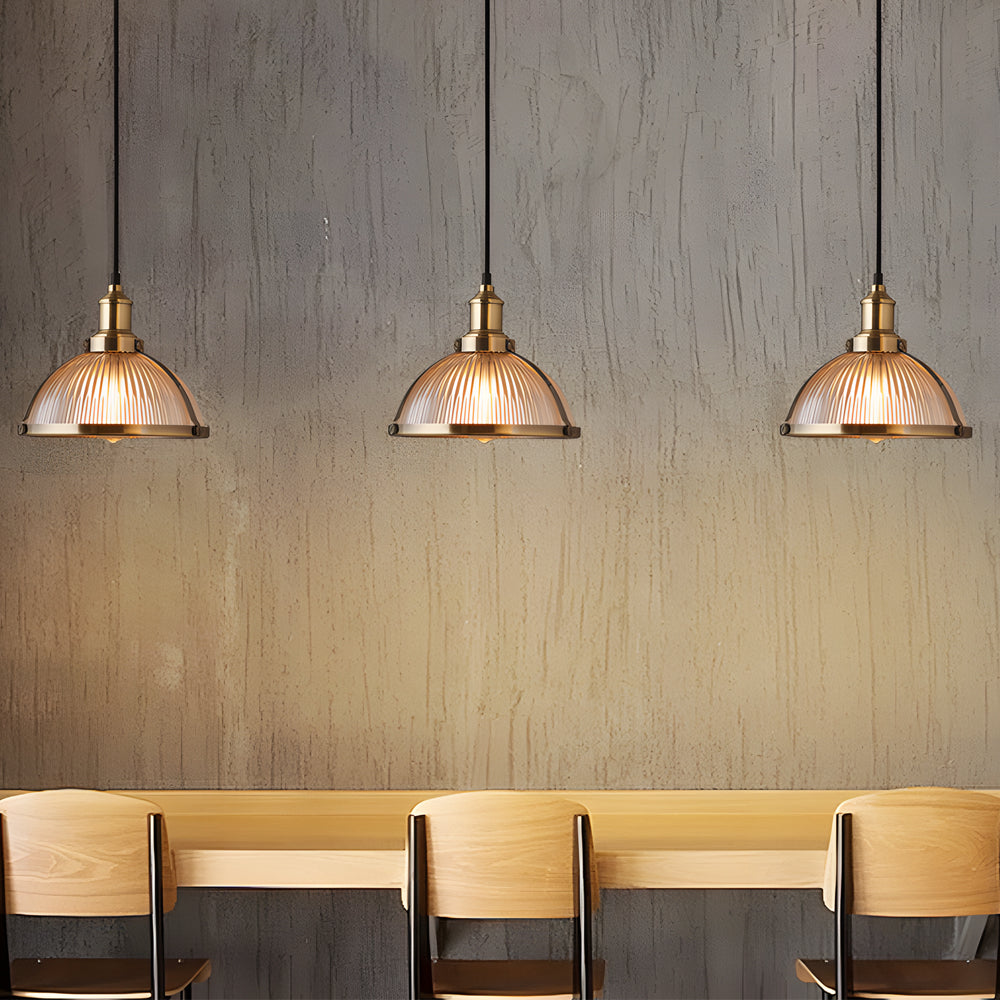 1 Light Striped Glass Shade Tungsten Wire 40W Pendant Lights
