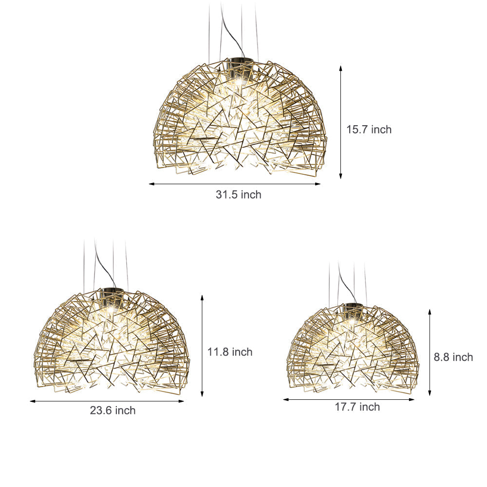 Metal Crystal Semicircular Sphere Stars Sparkle Post Modern Chandelier