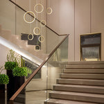 Round Rings Led Staircase Chandelier Ha098814