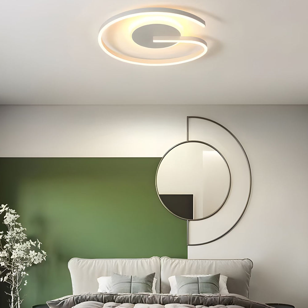 White Black Open Ring Circle Ceiling Lamp Led Bedroom Flush Mounted Ceiling Light