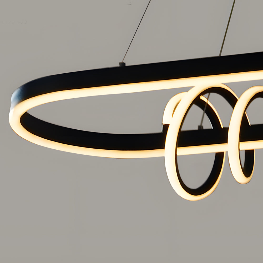 Led Dimmable Spiral Lines Dining Room Chandelier Hanging Lighting
