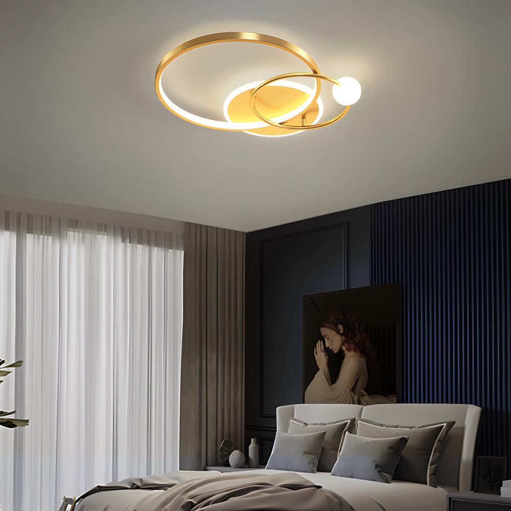 Multi Circle Led Flush Ceiling Light Gold Balck White 1