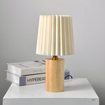 Wood Column Table Lamp With Pleated Empire Lampshade
