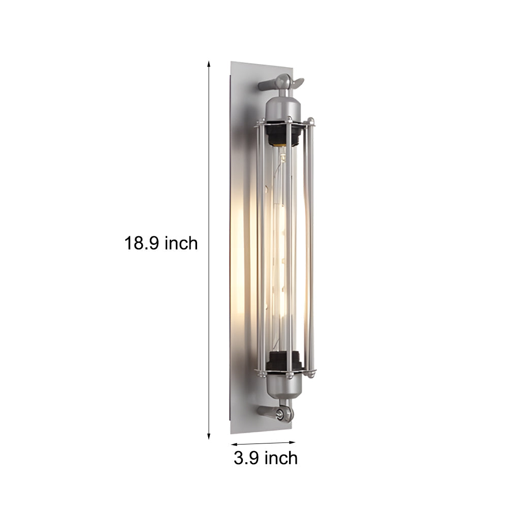Industrial Vintage Flute Iron 1 Light Wall Lamp Chrome
