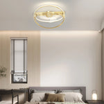 2 Rings Creative Mute Three Step Dimming Led Modern Ceiling Fan And Light