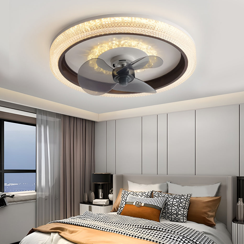 Round Muted 360 Rotatable Stepless Dimming Led Modern Ceiling Fan Light