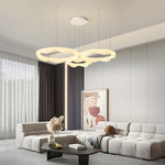 Wavy Circle Rings Three Step Dimming Led White Cream Modern Chandelier