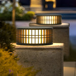 Round Led Black Modern Solar Fence Post Lights Ha077197