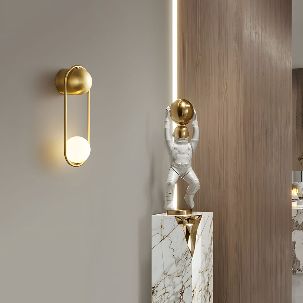 Mila Wall Sconce 1 Light Glass Globe Wall Light Gold Black