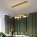 Rectangular Iron Frame Glass Decor Led Chandeliers Hanging Lights