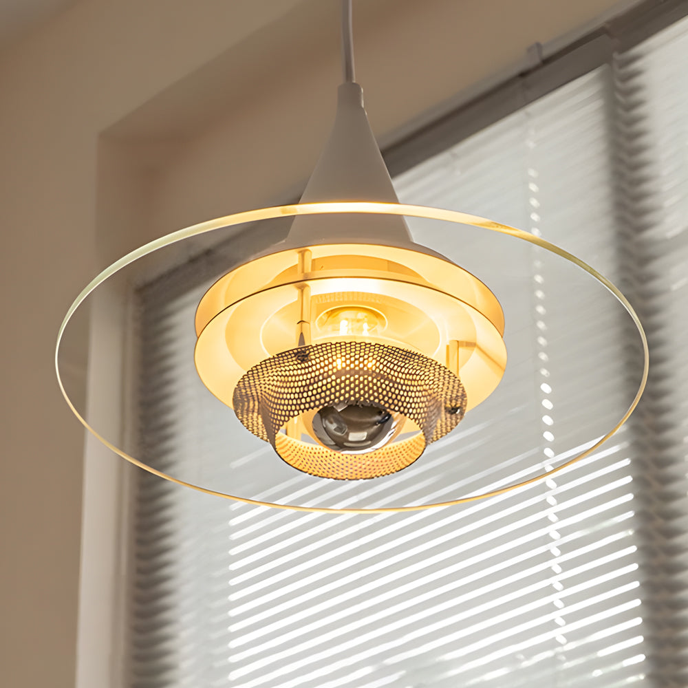 Round Transparent Glass Ufo 3 Step Dimming Modern Pendant Light Fixture