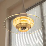 Round Transparent Glass Ufo 3 Step Dimming Modern Pendant Light Fixture