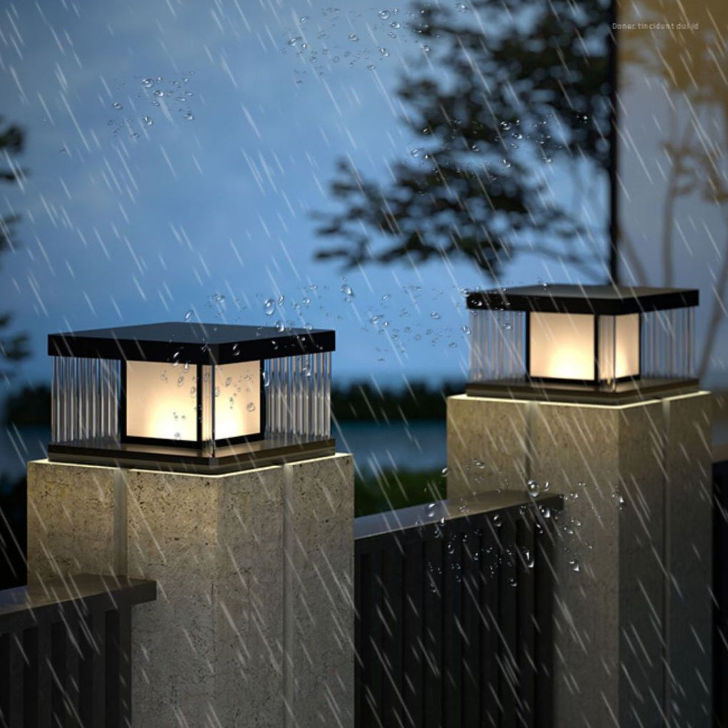 Black Modern Solar Fence Post Light Ha091175
