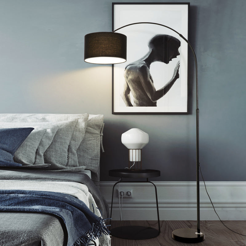 Marble Base And Shaded Adjustable Arc Floor Lamp