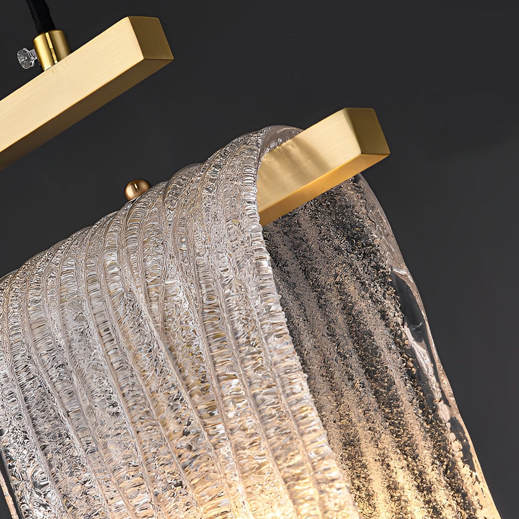 Handcrafted Glass LED Pendant Light with Copper Accent
