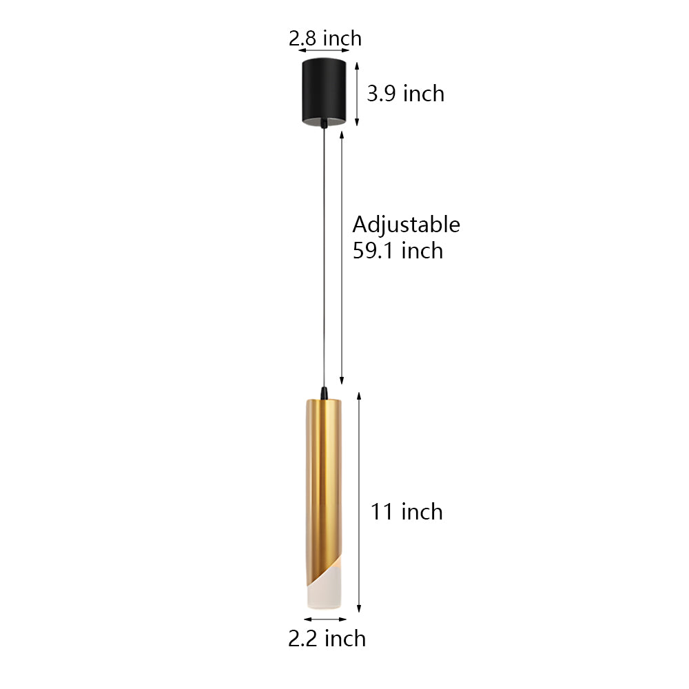 Hardware Slender Cylinder 3 Step Dimming Gold Modern Led Pendant Lights