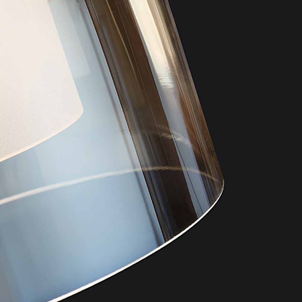 Double Glass Lampshade Wood Brown Pendant Light Li002713