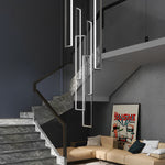 Nordic Black Aluminum LED Linear Staircase Chandelier