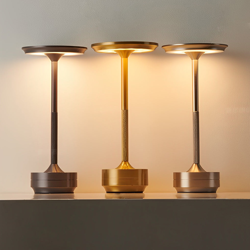 Plated Metal Slender Cordless Ufo Alien Table Lamp