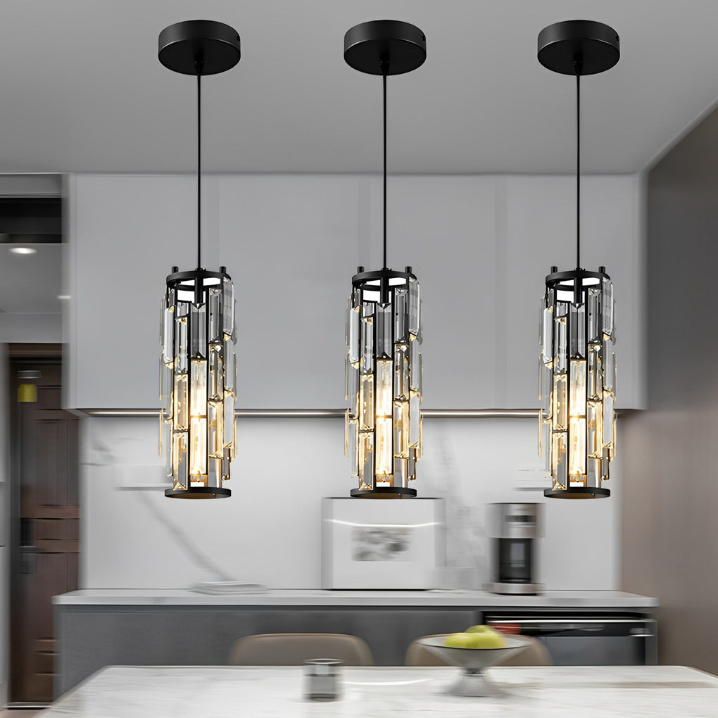 Modern Kitchen Lighting Bundle with Linear Chandelier, Crystal Pendants & Under Cabinet LED Light