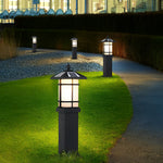 Solar-Powered LED Bollard Lights with Asian-Inspired Design for Modern Outdoor Spaces