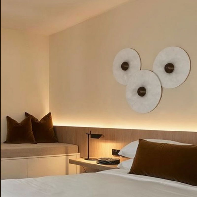 Modern Sipmple Round Alabaster Wall Light