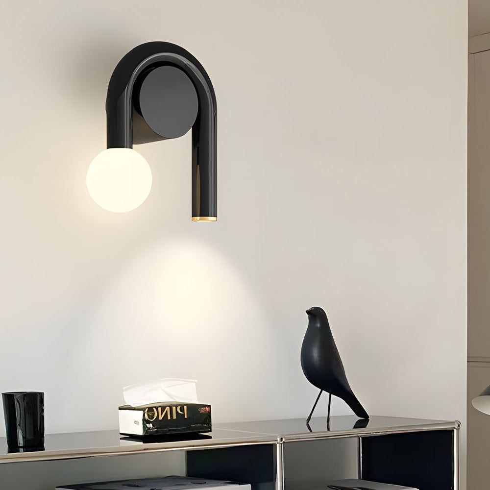 2 Light Arched Iron U Shaped Line Wall Sconce Led Matte Black Bathroom Vanity Lights