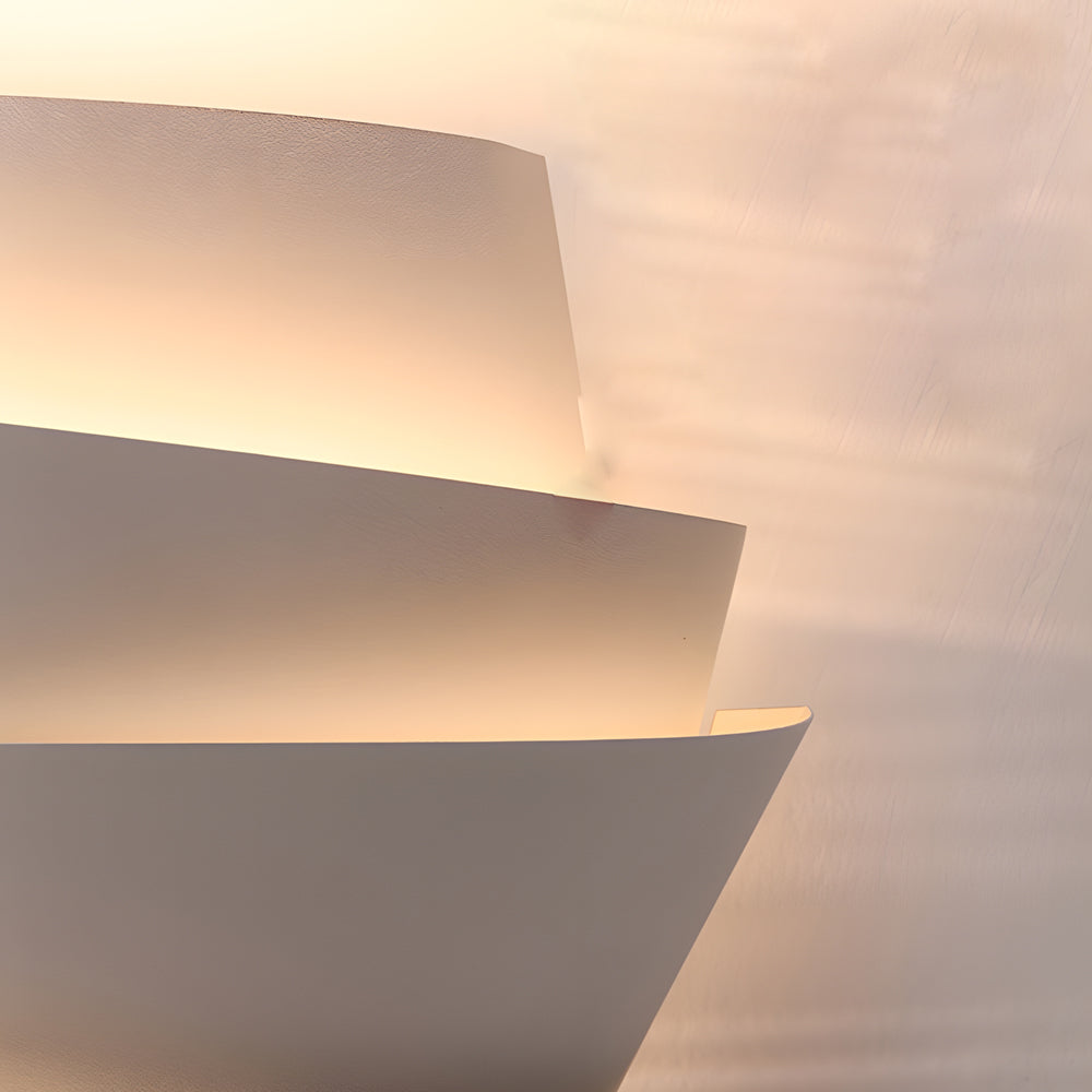 Minimalist Layers Half Cylinder Iron 2 Light Wall Sconce White