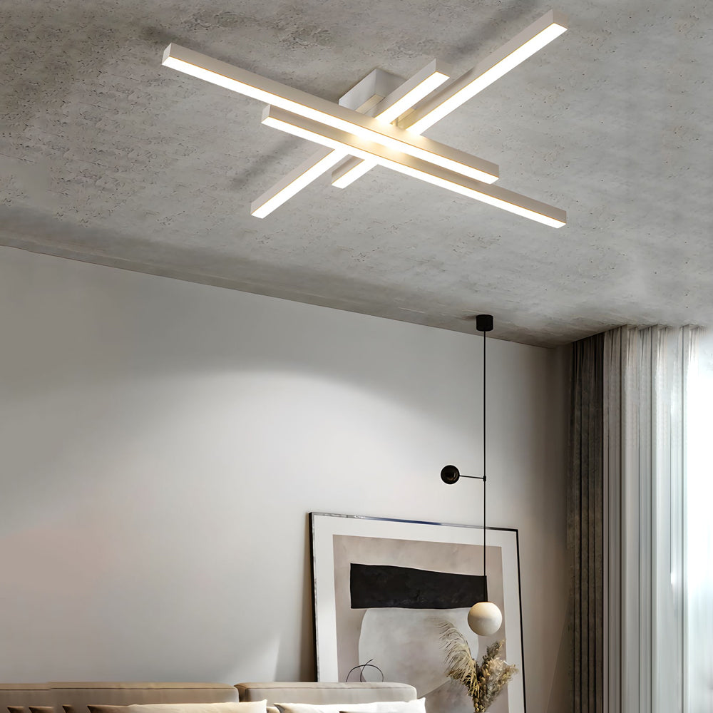 4 Light Modern Linear Parallax Ceiling Lamp Led Flush Mount Ceiling Light
